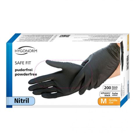 Nitrilové rukavice "Safe Fit Black" | bez púdru | 200 KS