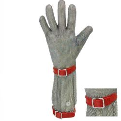 Dlhá kovová rukavica s opaskom