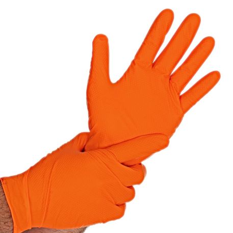 Nitrilové rukavice "Diamond Grip Orange"  | bez púdru | 50 KS