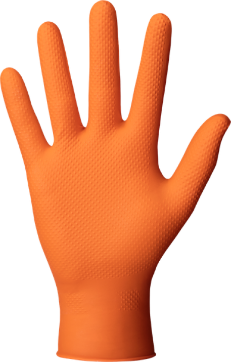 Nitrilové rukavice "Powergrip Black | Orange" | bez púdru  | 50 KS